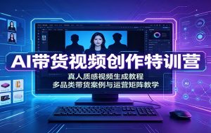AI带货视频创作特训营:真人质感视频生成教程,多品类带货案例与运营矩阵教学