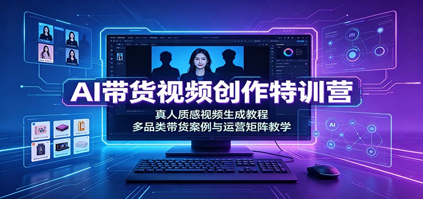 AI带货视频创作特训营:真人质感视频生成教程,多品类带货案例与运营矩阵教学 AI带货视频创作特训营:真人质感视频生成教程,多品类带货案例与运营矩阵教学