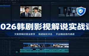 2026韩剧影视解说实战课：文案剪辑封面全教学，规避版权冲击平台精选签约通道