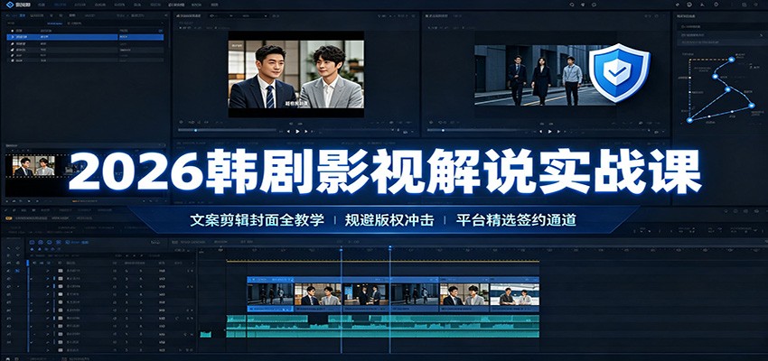 2026韩剧影视解说实战课:文案剪辑封面全教学,规避版权冲击平台精选签约通道 2026韩剧影视解说实战课:文案剪辑封面全教学,规避版权冲击平台精选签约通道
