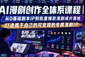 AI漫剧创作全体系课程|从0基础剧本IP到批量爆款漫剧成片落地,打造属于自己的可变现的专属漫剧IP