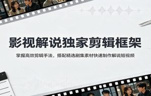 影视解说独家剪辑框架:掌握高效剪辑手法,搭配精选剧集素材快速制作解说短视频