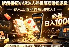 零人工值守的被动收入！拆解番茄小说达人挂G底层賺钱逻辑，日入1000+，全程傻瓜式落地【揭秘】