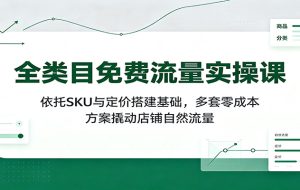 全类目免费流量实操课:依托SKU与定价搭建基础,多套零成本方案撬动店铺自然流量