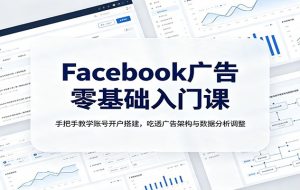 Facebook广告零基础入门课：手把手教学账号开户搭建，吃透广告架构与数据分析调整