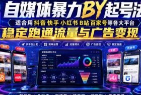 自媒体暴力搬运起号法，适合用抖音快手小红书B站百家号等各大平台，稳定跑通流量与广告变现