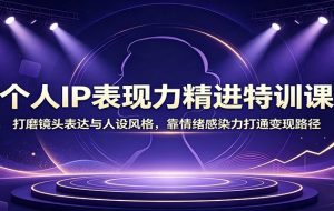 个人IP表现力精进特训课：打磨镜头表达与人设风格，靠情绪感染力打通变现路径