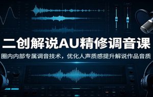 二创解说AU精修调音课：圈内内部专属调音技术，优化人声质感提升解说作品音质