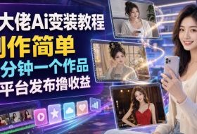 某大佬Ai变装教程,制作简单,几分钟一个作品,多平台发布撸收益