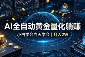 AI全自动黄金量化躺賺：小白学会当天学会，月入2W！【揭秘】