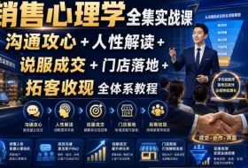 销售心理学全集实战课|沟通攻心+人性解读+说服成交+门店落地+拓客收现全体系教程