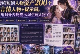 AI漫剧短剧人物资产200个古代言情人物+提示词，再也不用到处去找提示词生成人物了