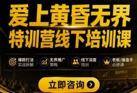 爱上黄昏无界特训营AI推广实战7月27-30杭州线下课，AI落地淘宝最完整的课程，学天猫淘宝的老板必看