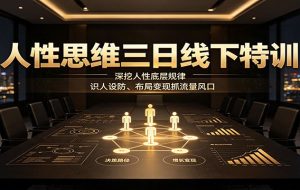 人性思维三日线下特训:深挖人性底层规律,识人设防、布局变现抓流量风口
