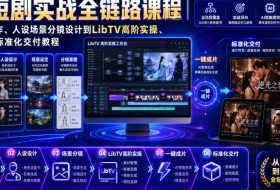 AI短剧实战全链路课程|从脚本创作、人设场景分镜设计到LibTV高阶实操、一键成片标准化交付教程