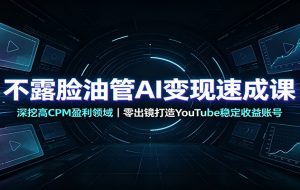 不露脸油管AI变现速成课：深挖高CPM盈利领域，零出镜打造YouTube稳定收益账号