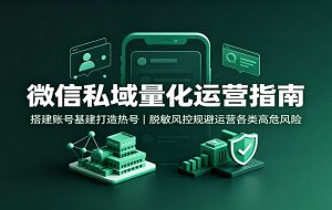 微信私域量化运营指南：搭建账号基建打造热号，脱敏风控规避运营各类高危风险