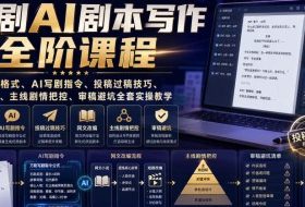 短剧AI剧本写作全阶课程|标准剧本格式、AI写剧指令、投稿过稿技巧、网文改编、主线剧情把控、审稿避坑全套实操教学