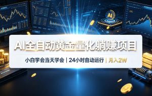 AI全自动黄金量化躺賺项目,24小时自动运行,月入2W!