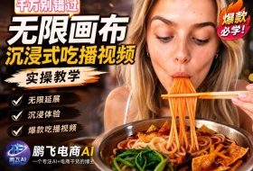 保姆级教程|用AI无线画布做沉浸式吃播,3步直接出片,无线画布工作流,操作简单好上手