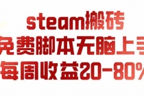 steam游戏搬砖，每周收益20-80%，只需操作1-2个小时，月入稳稳过万，零风险长期做