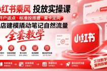 小红书乘风投放-100分钟实操课｜开户返点·标准投搭建·莱卡定向，新店建模撬动笔记自然流量全套教学