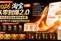 2026淘宝从零到爆2.0第85期；主推款五项高权重初始设置，改销量评晒秒单快速破零积累基础权重