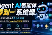 Agent AI智能体零到一系统课;零基础也能学会自动化实战,从核心概念到Coze工作流搭建完整覆盖