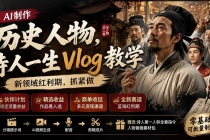 历史人物,诗人一生Vlog教学, AI制作丨伙伴计划丨精选收益丨商单收徒 ,新领域红利期,抓紧做