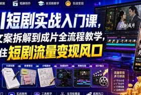 AI短剧实战入门课,从文案拆解到成片全流程教学,抓住短剧流量变现风口
