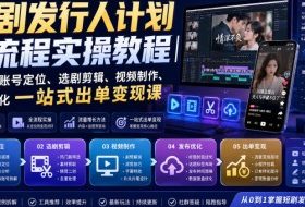 短剧发行人计划全流程实操教程|零基础账号定位、选剧剪辑、视频制作、发布优化一站式出单变现课