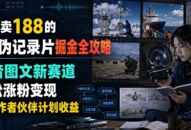 外面卖188的AI伪记录片掘金全攻略,抖音图文新赛道,轻松涨粉变现,拿创作者伙伴计划收益【文档】