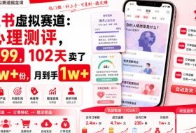 小红书虚拟赛道:做心理测评,一单1.99,102天卖了2.4w+份,月到手1w+