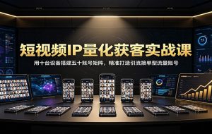 短视频IP量化获客实战课:用十台设备搭建五十账号矩阵,精准打造引流接单型流量账号