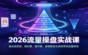 2026流量操盘实战课:融合自然流、微付费、强付费,搭建稳定长效的带货流量体系