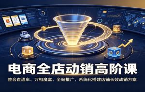 电商全店动销高阶课:整合直通车、万相魔盒、全站推广,系统化搭建店铺长效动销方案