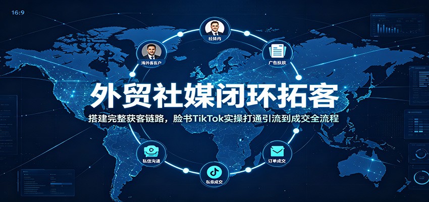 外贸社媒闭环拓客:搭建完整获客链路,脸书TikTok实操打通引流到成交全流程 外贸社媒闭环拓客:搭建完整获客链路,脸书TikTok实操打通引流到成交全流程