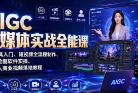 AIGC新媒体实战全能课|AI工具入门、短视频全流程制作、主流绘图软件实操、数字人商业视频落地教程