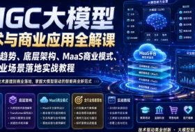 AIGC大模型技术与商业应用全解课|产业趋势、底层架构、MaaS商业模式、全行业场景落地实战教程
