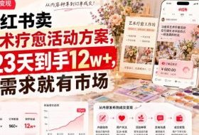 小红书卖艺术疗愈活动方案,323天到手12w+,有需求就有市场