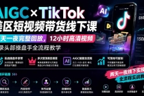 (19778期)AIGC×TikTok美区短视频带货线下课;两天一夜完整回放,12小时高清视频收录头部操盘手全流程教学