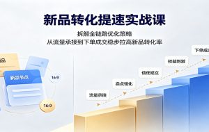 新品转化提速实战课:拆解全链路优化策略,从流量承接到下单成交稳步拉高新品转化率