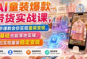 AI童装爆款带货实战课,一节课教会你实现童装变现,零基础也能落地实操