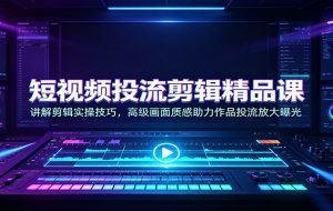 短视频投流剪辑精品课:讲解剪辑实操技巧,高级画面质感助力作品投流放大曝光
