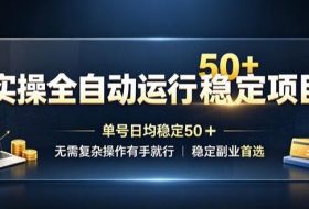 实操全自动运行稳定项目,单号日均稳定50+,无需复杂操作有手就行,稳定副业首选【揭秘】