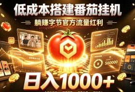 低成本搭建番茄挂G,躺賺字节官方流量红利,日入1k+,全程傻瓜式落地【揭秘】