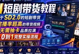 AI短剧带货教程,基于SD2.0的短剧带货,完播率超高的带货视频,无需抽卡品质拉满,从0到1完整实操流程