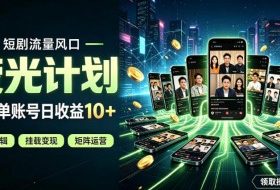 快手短剧荧光计划,全新变现风口,单账号保底日收益10+,长期稳定【揭秘】