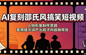 AI复刻邵氏风搞笑短视频：人物形象制作思路，套用提示词产出段子内容做带货