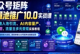公众号矩阵流量池推广10.0实战课|全链路入池引流、AI内容量产、矩阵运营、流量主多元变现实操教程